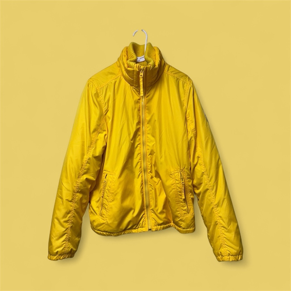 Abercrombie & Fitch Canary Yellow Preppy Winter Zip Up Jacket - Large - Picture 2 of 14